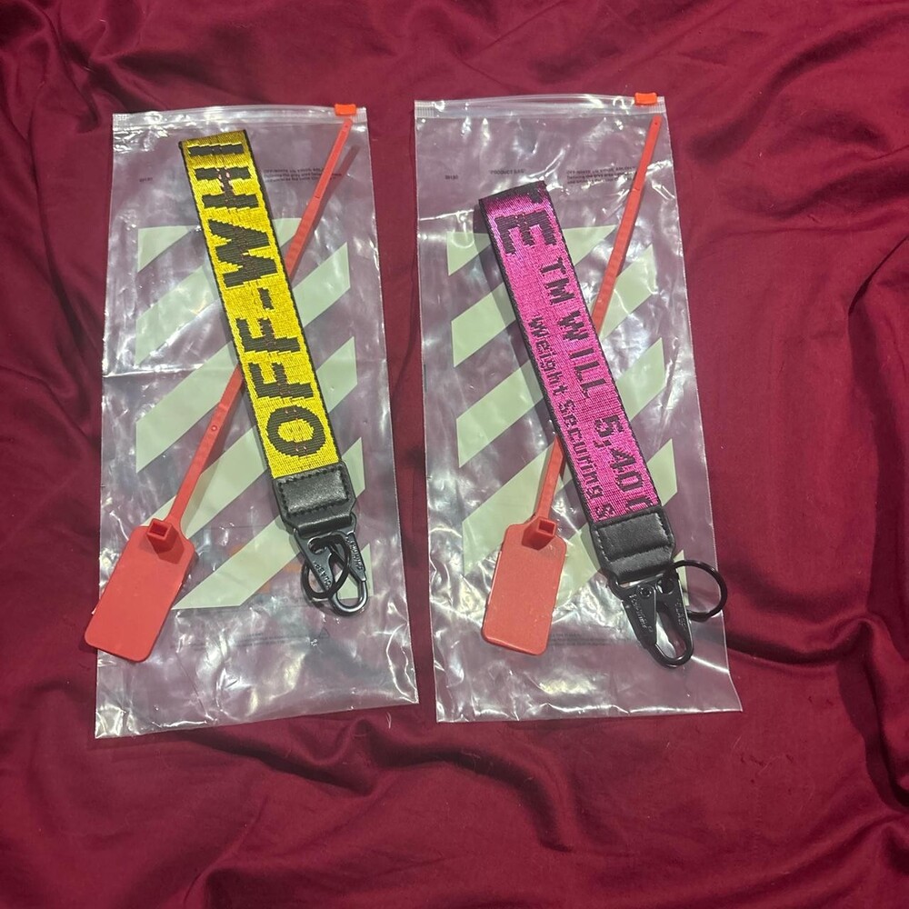 Off-White hot pink AND yellow keychain #lifestyle #luxury